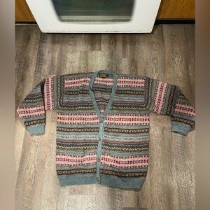 Eddie Bauer Gray and Purple Wool Cardigan